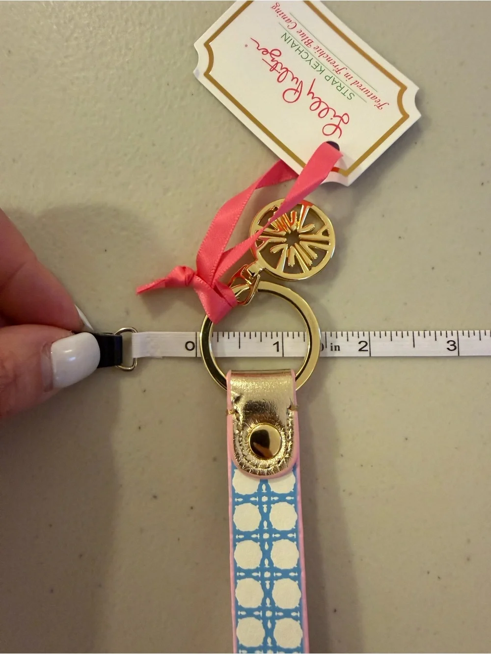Lilly Pulitzer Strap Keychain in ‘Frenchie Blue Caning’ - *NWT*